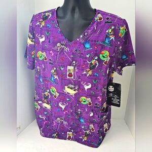 Disney Nightmare Before Christmas Halloween Scrub Top Womens XL